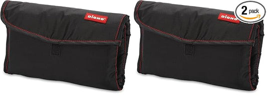 Diono Change 'n Go Baby Diaper Changing Mat, Portable, Lightweight Travel Diaper Station Kit with Waterproof Cushioned Pad, Black (Pack of 2)