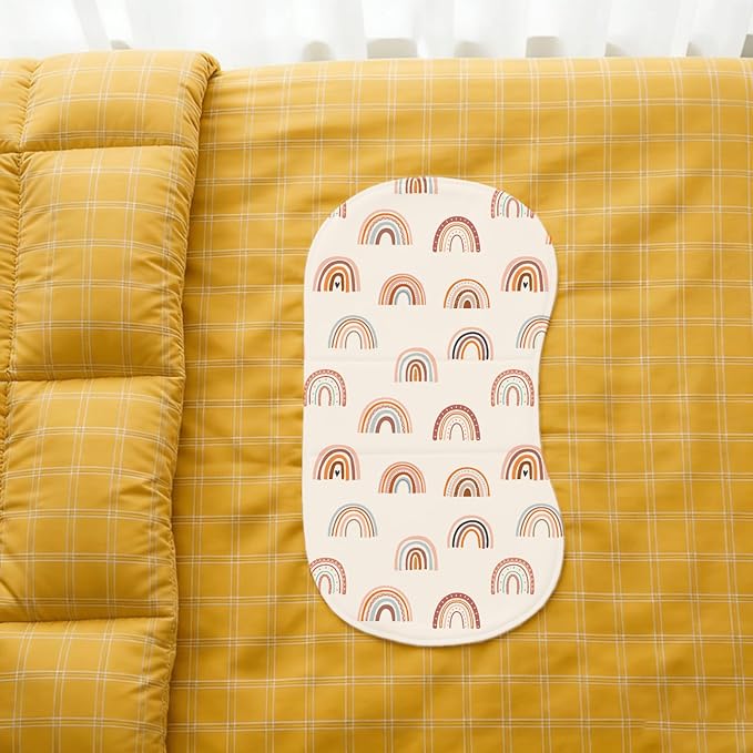 4 Pack Baby Burp Cloths for Boys Girls, Soft Cotton, Boho Rainbow and Cute Animals Design, Super Absorbent Baby Burping Cloths for Newborns, Machine Washable and Reusable Baby Spit-Up Cloths