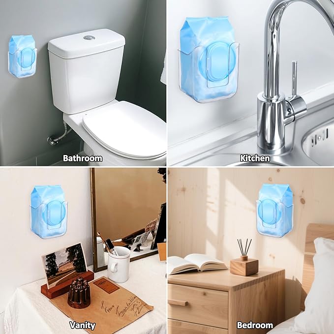 Wipes Dispenser Flushable Wipes Holder for Bathroom Wipe Container Clear Wipe Dispenser Wall-Mounted Tissue Box Wipes Holder for Bathroom Bedroom Kitchen