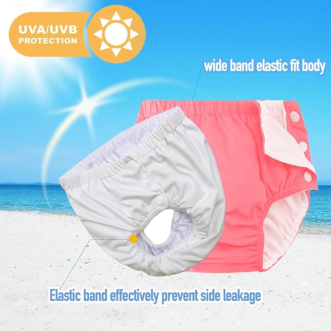 Baby Newborn Reusable Swim Diapers Infant Unisex Washable Swim Diaper Toddler Swimming Diapers Pink, 2-3T