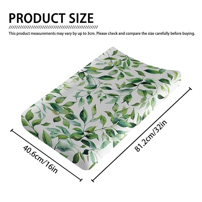 ZDCUSTOM Green Leaves Changing Pad Cover Baby Changing Table Cover Soft Changing Pad Sheets Diaper Changing Table Covers for Girls Boys