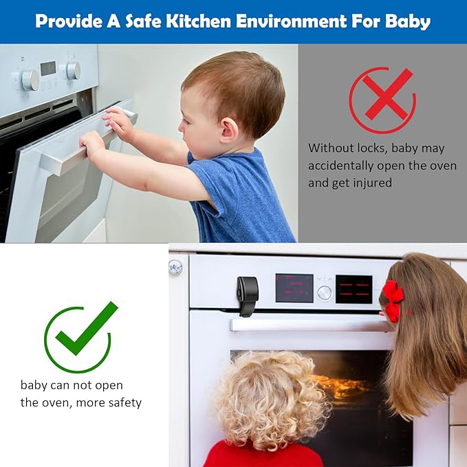 Windspeed 1.8x3.1 Inch Childproof Oven Door Lock 2 Pack Updated Oven Front Lock Child Safety Oven Lock Baby Proofing