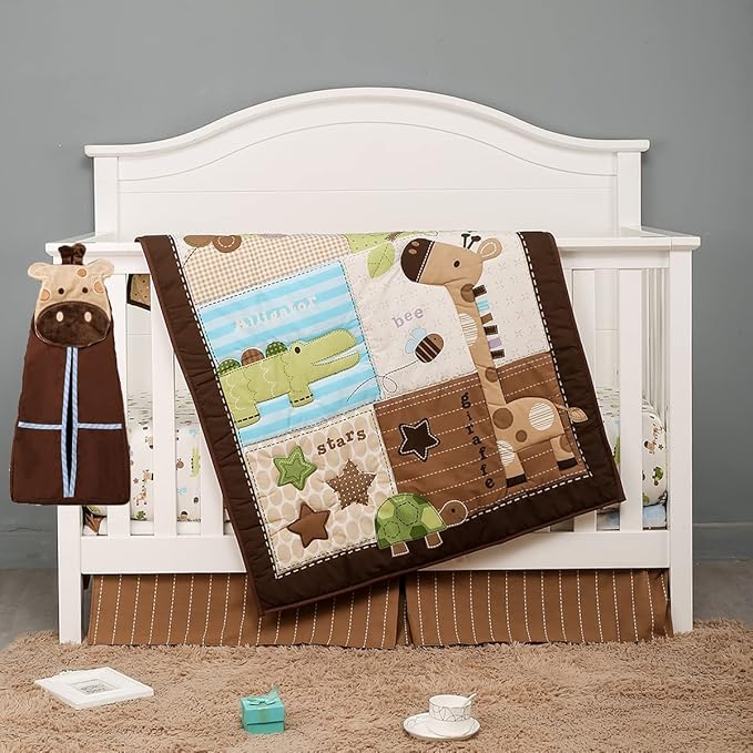 Diaper Stacker Handmade Giraffe Baby Diaper Hanging Bag with 2 Pocket for Toys 1 Piece Brown (Giraffe Head)