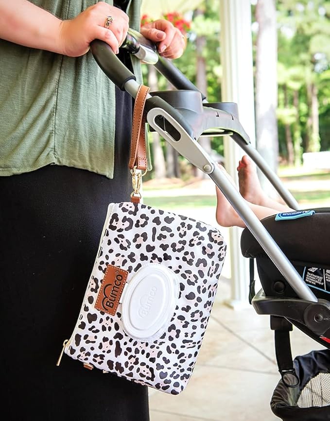 Bumco Diaper Clutch - Portable Wipes Dispenser & Baby Travel Essential, Airtight Dispenser, Refillable Wipes Container, Travel Baby Essentials, Diaper Bag Purse