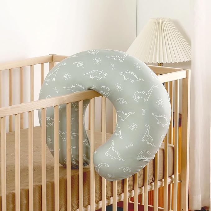 GRSSDER Nursing Pillow Cover Stretchy Minky Removable Nursing Covers for Breastfeeding Pillows, Ultra Soft Comfortable Slipcover for Boy and Girls, Dinosaurs Print