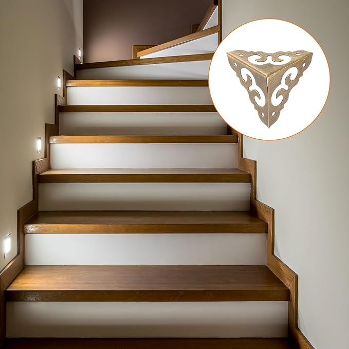 uxcell 4 Pcs Brass Edge Guard, 30mm Decorative Box Corner Cover, Corner Protector, Vintage Stair Dust Corners with Screws, Bronze