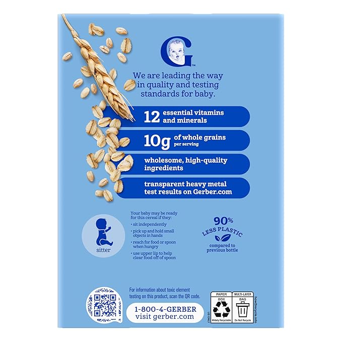 GERBER CEREAL FOR BABY GRAIN AND GROW 2nd Foods Non GMO MultiGrain 5x8oz