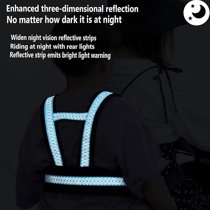 Clobeau Child Motorcycle Safety Harness Reflective Strip Antifall Child Safety Harness for Kid 2-12Year Bike Safety Belt