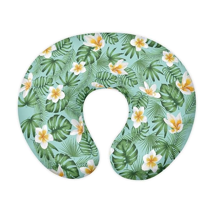 Flower Leaves Nursing Pillow Cover for Infant, Lightweight Neutral Breastfeeding Pillow Slipcover with Hidden Zipper, Removable Pillow Cover for Infant Snug