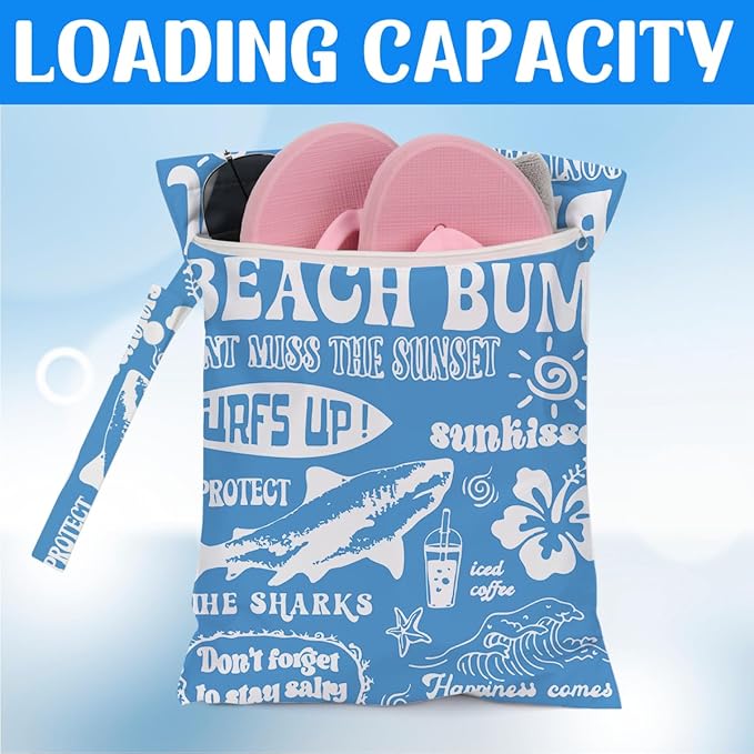 Wet Dry Wet Bag for Swimsuit Towel Baby Travel Cloth Diapers Beach Gym Toiletries Makeup Storage Bag Summer Vacation Essential Holiday Summer Vibes Beach Ocean