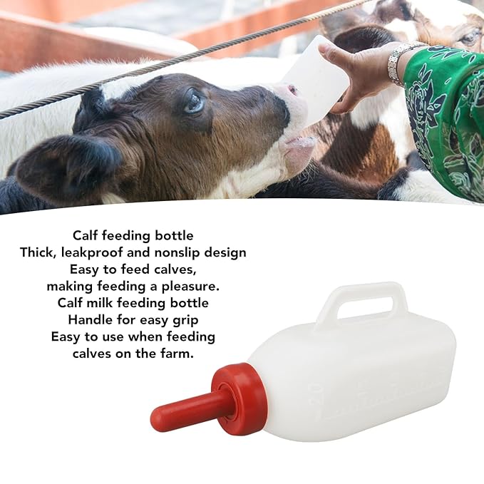 2L Calf Nursing Bottle, Milk Feeder Nursing Feeding Bottle Thicken Leakproof Silicone Calf Bottles with Handle Livestock Supplie for Farm Pasture(Horizontal Milk Pot)
