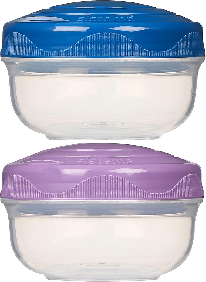 Sistema to GO PortionPod Food Storage Containers, Small Snack Pots, BPA - Free, Assorted Colours, 2 x 210 ml
