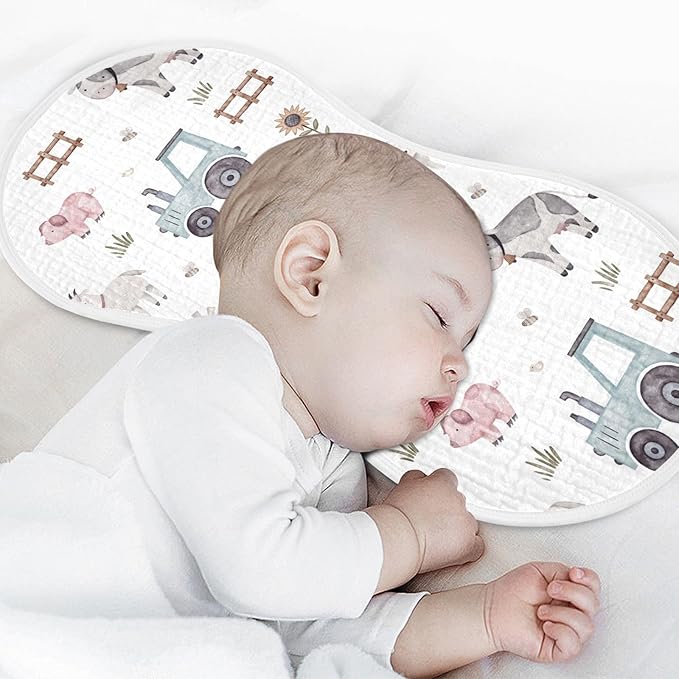 Burbuja Farm Animals Muslin Baby Burp Cloths, Soft & Absorbent Cotton Burping Rags for Newborn Boys & Girls, 2 Pack