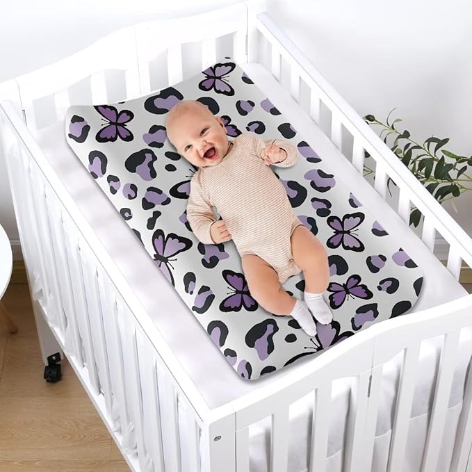 Changing Pad Cover Girl Butterfly Diaper Changing Pad Cover 32''*16'' Changing Table Pad Cover Soft Portable Baby Changing Pad Cover