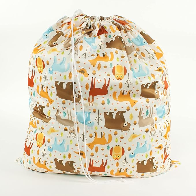 OsoCozy Cloth Diaper Pail Liner - Reusable, Washable, Waterproof Wet Bag with Drawstring. Excellent for Diaper Pails, Garbage Cans, Laundry, Recycling and Storage - Forest Critters