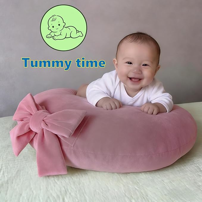 Nursing Pillow, U-Shaped Breastfeeding Support Cushion for Bottle & Breast Feeding (Pink)