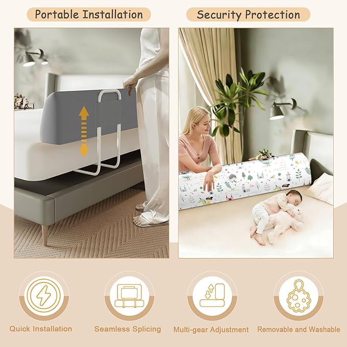 Baby Bed Rail Guard for Toddlers Kids Bed,Baby Foam Bed Rail Guard for Elderly Adults,39inch Foam Padded Side Rail，Soft Safety Guard Rail for Kids,Side Rail for Queen King Twin Full Size