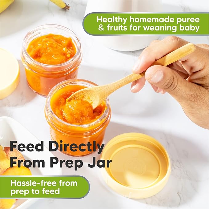 KeaBabies 6-Pack Glass Baby Food Containers & 12-Pack Glass Baby Food Containers - 4 oz Leak-Proof, Microwavable Baby Food Storage Containers, Baby Food Freezer Tray, Puree Glass Baby Food Jars