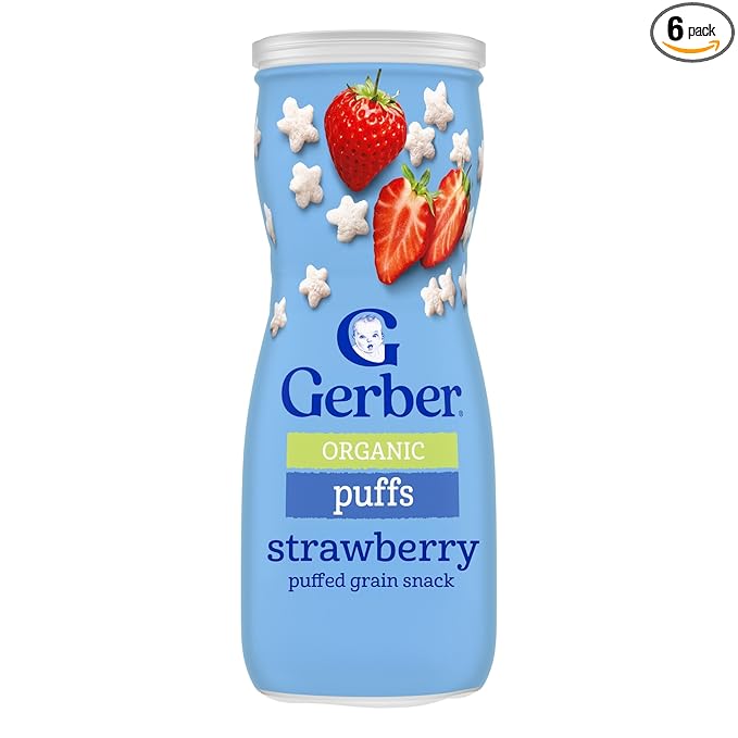 Gerber Stage 3 Baby Snacks, Organic Strawberry Puffs, Grain Snack, Baby Led Feeding