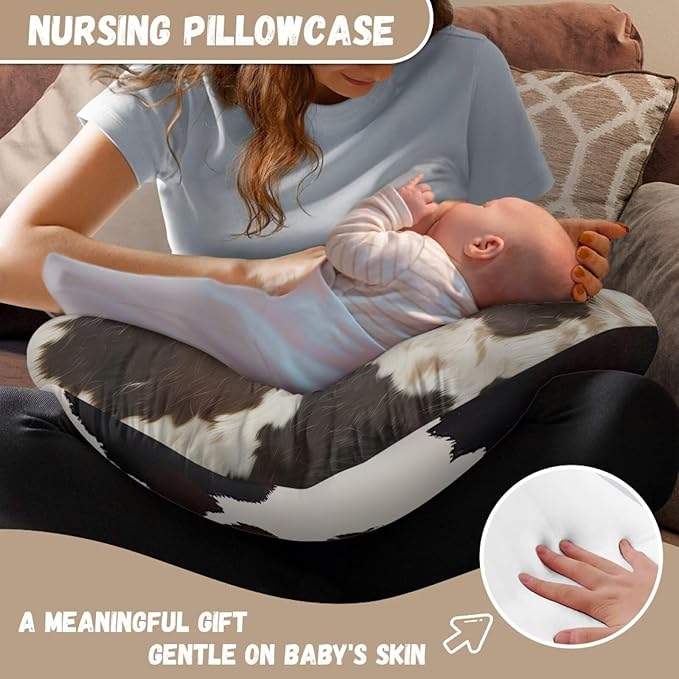 Cowhide Print Girls Boys Nursing Pillow Cover for U-Shaped Feeding Pillow Breastfeeding Super Comfy and Soft for Baby, Baby Mom Essentials, 2 Packs