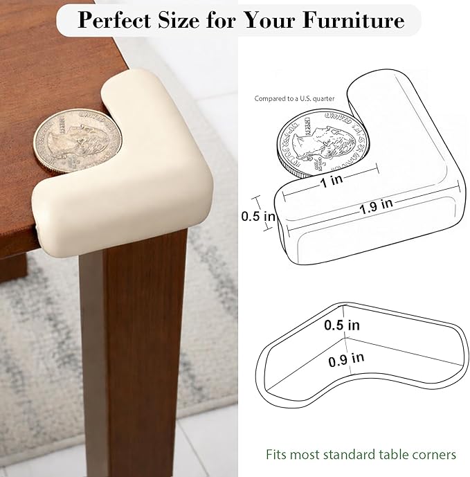 Corner Protector for Baby, 8 Pack EVA Foam Baby Proofing Corner Guards, Soft L-Shaped Furniture Edge Protectors for Tables and Sharp Corners, Tear-Resistant Updated Design, White
