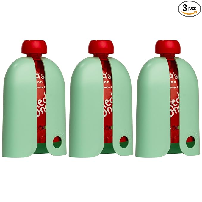Kindertrekk™ The Swedish Squeeze Pouch Holder - 3pack | The Baby Product You Didn't Know You were Missing | Enjoy a Snack on The Go | No More Messy Clean-ups | Fits Most Squeeze Pouches | Age 9month+