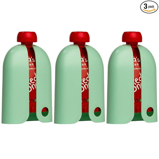Kindertrekk™ The Swedish Squeeze Pouch Holder - 3pack | The Baby Product You Didn't Know You were Missing | Enjoy a Snack on The Go | No More Messy Clean-ups | Fits Most Squeeze Pouches | Age 9month+