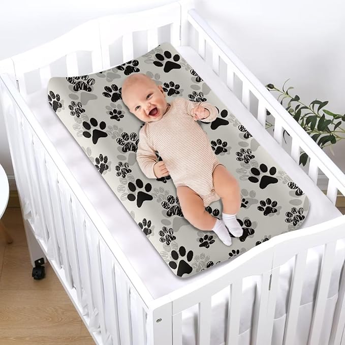 ZDCUSTOM Changing Pad Cover Animal Dog Paw Print Changing Table Sheets Diaper Changing Pad Covers Changing Table Pads Sheets for Baby Girls Boys