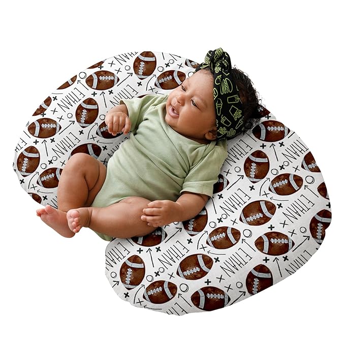 Dyoart Baby Nursing Pillow Cover, Custom Breastfeeding Bottle Pillow Slipcover, Personalized Gift for Infant Boys Girls,Football Pattern, Ultra Soft Comfortable(one Size)