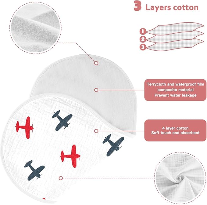 Airplanes Planes Burp Cloths Baby Boys Girls Absorbent Soft Cotton Burping Cloths Rags 4 Pack