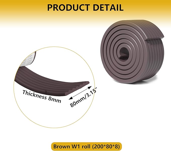 6.5ft Baby Edge Corner Protector, Extra Thick Soft Foam Padding with Strong Adhesive Double Sided Tape, Safety Guards for Sharp Edges of Tables, Desks, Beds, Cabinets Fireplace for Home/Nursery(Brown)