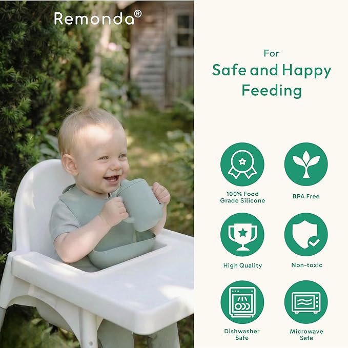 Remonda 17-Piece BPA-Free Baby Silicone Feeding Set | Extra Large Suction Plates, Toddler Bowls, Self Feeding Spoons, and More | Dishwasher Safe| Infant Led Weaning Supplies (Red）A