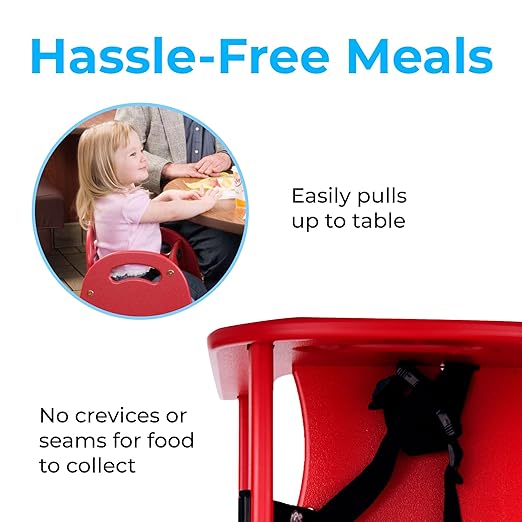 Koala Kare Designer High Chair – Modern, Durable & Sanitary High Chair for Restaurants, Stackable Space Saver, Easy-to-Clean Design, Red (Model KB105-03)