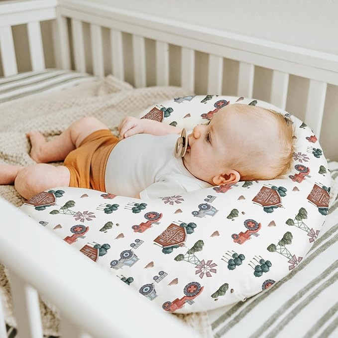 Boho Farm Life Baby Nursing Pillow Covers for Boy Girl Tractor Barn Trees Meadow Nursing Pillow Slipcover for Breastfeeding Pillows Farmyard Soft Stretchy Removable Covers for Newborn Infant