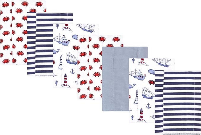 Luvable Friends Hudson Baby Flannel Burp Cloths 7pk, Coastal Lighthouse