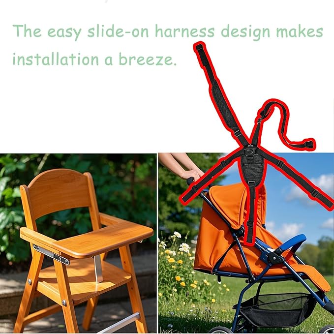 5 Point Harness Seat Belt Strap Belt for High Chair,Seatbelt Crotch Cushion Shoulder Pads,Harness Strap Belt Kit with Shoulder Pads & Guarding Pad