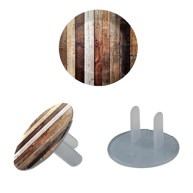 Outlet Covers (12/24 Pack)– Old Wooden (3) Outlet Plug Covers – Baby Safety Child Proof