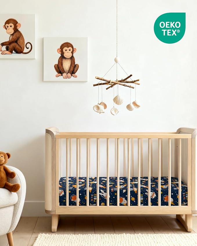 Baby Crib Sheets for Boys & Girls - Pack of 2 Fitted Microfiber Crib Sheets for Standard Crib & Toddler Mattress - Soft, Breathable and Wrinkle Free - Machine Washable - Oeko Tex - 52x28x8in - Cosmo