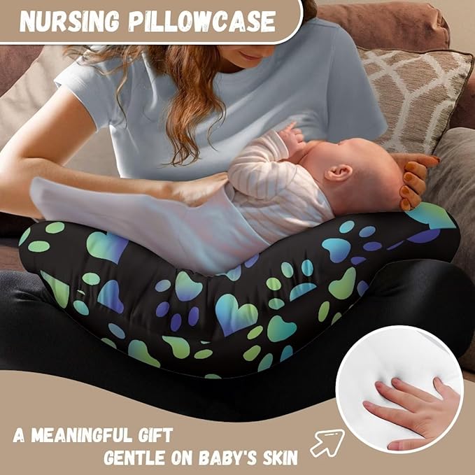 Dog Paws Nursing Pillow Covers Breast Feeding Pillow Covers 1 Pack for Breastfeeding Pillow Soft and Cozy Fits Snug On Infant Breastfeeding Pillow Slipcover Cover Only