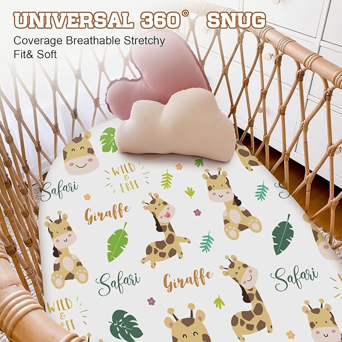 Custom Name Changing Pad Cover - 2 Piece Customizable Giraffe Changing Pad Cover - Cotton Toddler Baby Pee Pad Cover for Diaper Changing Table Nursery Protector