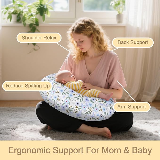 x-vesolje Baby Nursing Pillow for Breastfeeding, Adjustable Breastfeeding Pillow for Bottle Feeding, Nursing Support Pillow for Mom and Baby Healthier Nursing, Removable Cover- Leaf