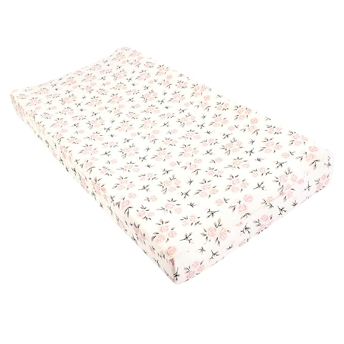 Hudson Baby Unisex Baby Changing Pad Cover, Neutral Pink Floral, One Size