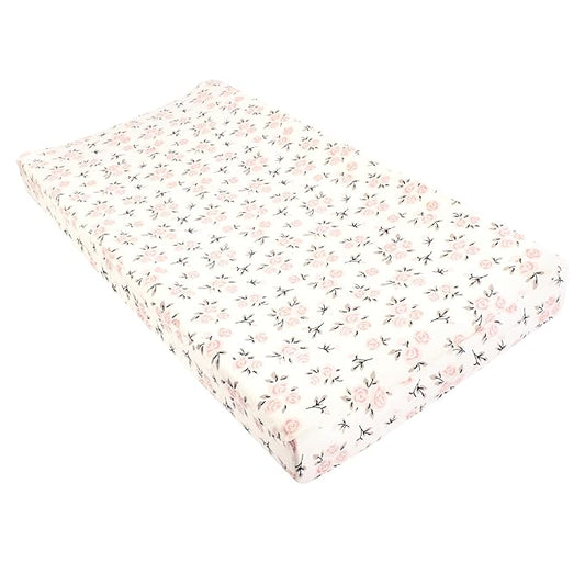 Hudson Baby Unisex Baby Changing Pad Cover, Neutral Pink Floral, One Size
