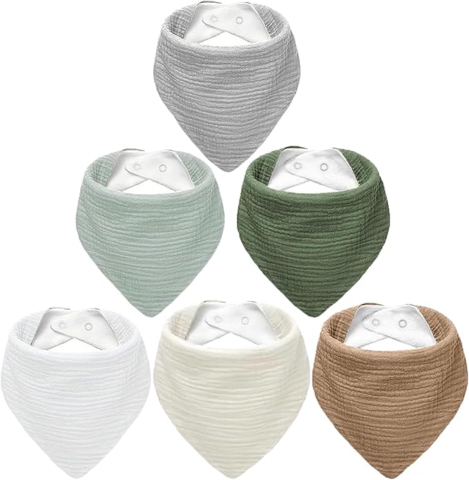 Muslin Baby Bibs for Boys Girls, Soft Cotton Baby Drool Bibs, Drooling and Teething Bibs for Infant, Newborn