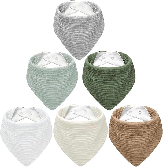 Muslin Baby Bibs for Boys Girls, Soft Cotton Baby Drool Bibs, Drooling and Teething Bibs for Infant, Newborn