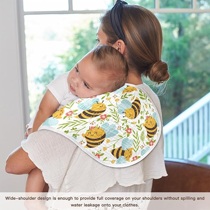 vvfelixl Baby Burp Cloths Honey Bee Cute Bumble Bee Baby Newborn Cotton Burping Cloths Set Baby Washcloths 4 Pack