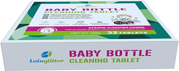 Bottle Washer Detergent Tablets,32 tables, Deep Cleaning, Compatible with All Brands of Baby Bottle Washers, Gently Removes Milk Residue, Grease & Odor from Bottles and Pump Parts