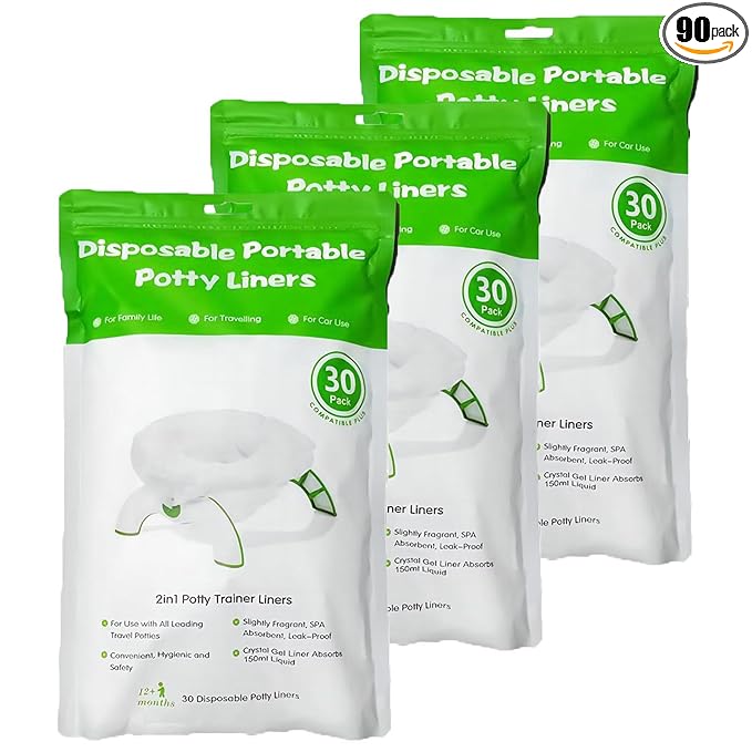 90 Disposable Potty Bags Liners Compatible with OXO Tot 2-in-1 Go Potty, Refill Bags for Toddler Toilet, Universal Training Bags Fit Most Potty Chairs, Seats, Portable Travel Toilet