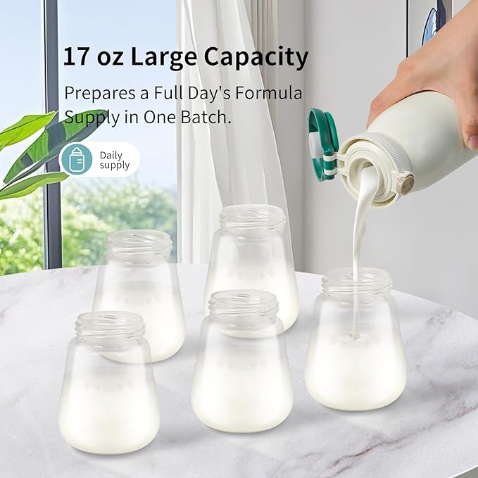 Portable Bottle Warmer, 17oz Travel Milk Warmer with Precise Temp Control 95-135°F, Fast Heating, USB Rechargeable, for Breast Milk, Formula & Water, Keep Warm