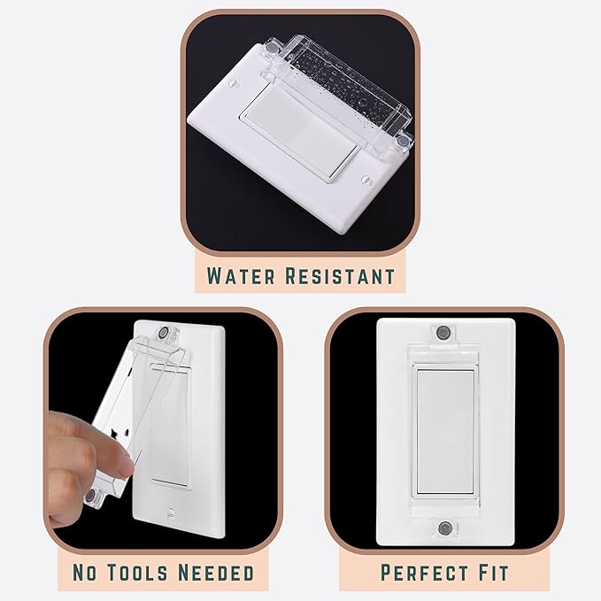 Bates- Magnetic Light Switch Guard, 8 Pack, Clear, Child Proof Light Switch Cover Child Proof